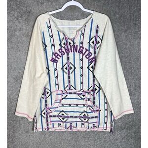 American Crown Tunic Top Womens‎ XL WASHINGTON Puff Letter Southwest Raw Edges